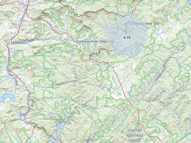 NEXRAD radar-signature map of the hail over Long Creek, SC