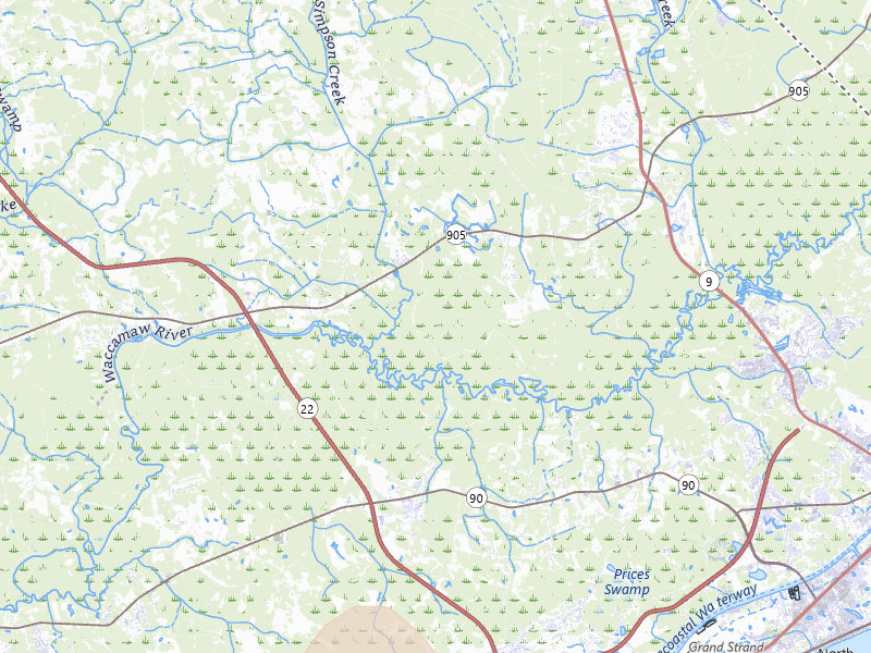 Radar-estimated hail-size map of the storm over Longs, SC on Jul 7, 2026