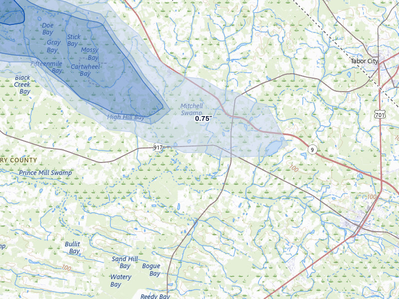 NEXRAD radar-signature map of the hail storm over Loris, SC on May 11, 2026
