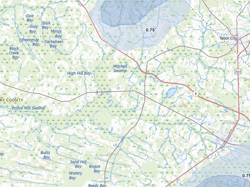 NEXRAD radar-signature map of the hail storm over Loris, SC on Jul 6, 2026