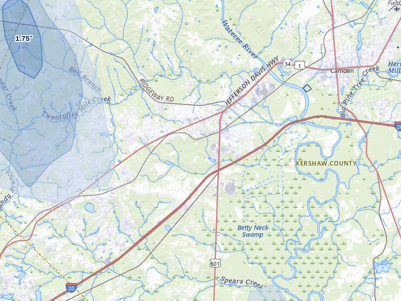 NEXRAD radar-signature map of the hail storm over Lugoff, SC on Sep 5, 2026