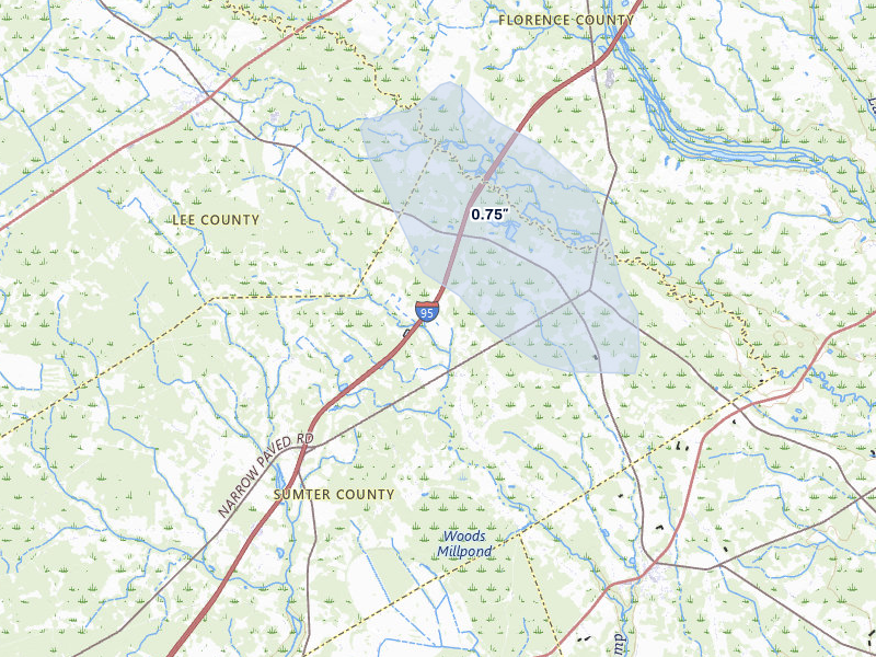 NEXRAD radar-signature map of the hail storm over Lynchburg, SC on Jul 6, 2026