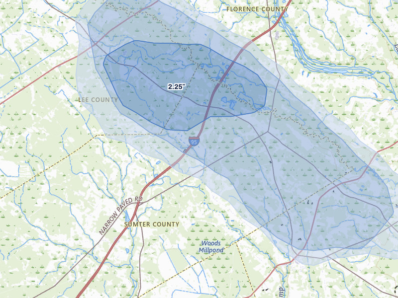 NEXRAD radar-signature map of the hail storm over Lynchburg, SC on Aug 21, 2026