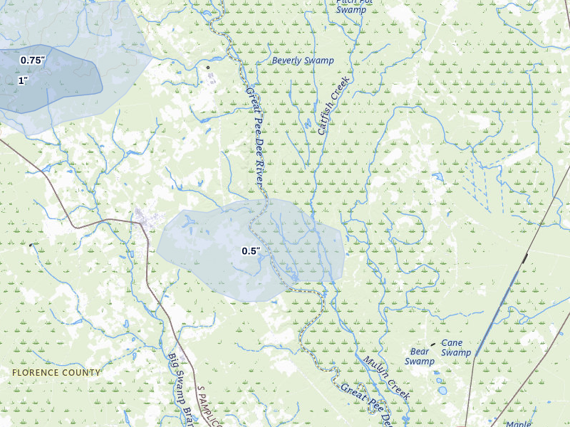 NEXRAD radar-signature map of the hail storm over Marion, SC on May 28, 2026