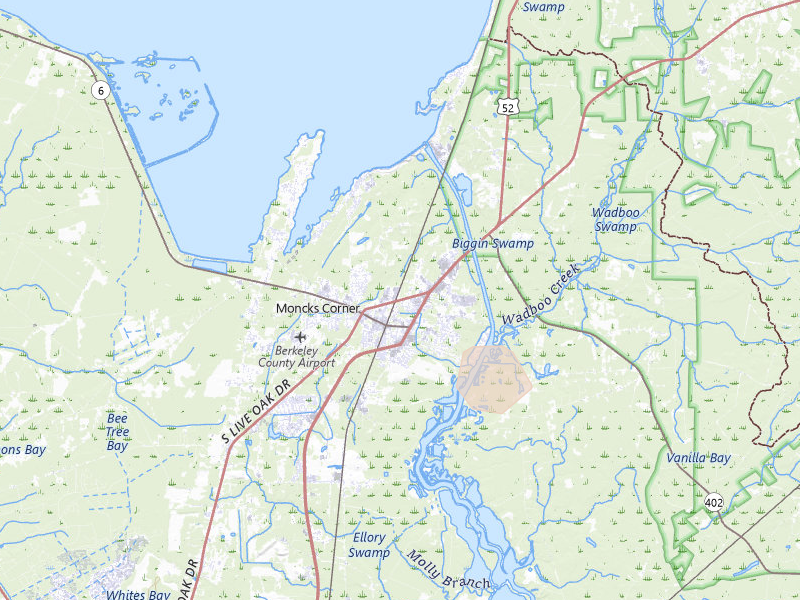 Radar-estimated hail-size map of the storm over Moncks Corner, SC on Aug 15, 2026