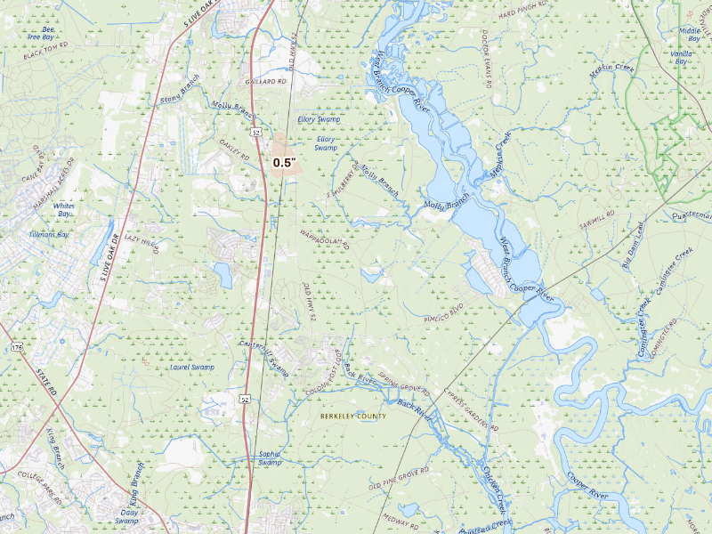 Radar-estimated hail-size map of the storm over Moncks Corner, SC