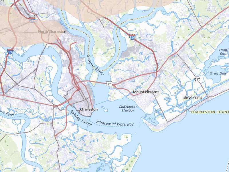 Radar-estimated hail-size map of the storm over Mount Pleasant, SC on Jul 10, 2026