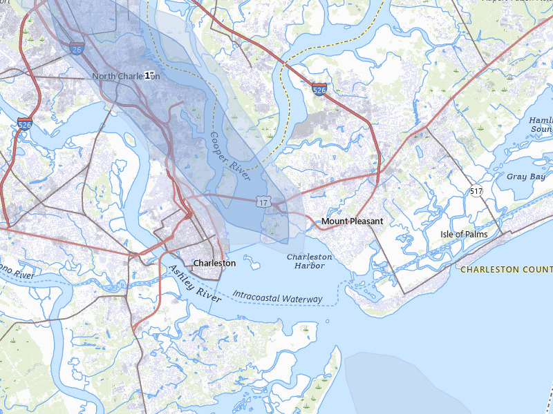 NEXRAD radar-signature map of the hail storm over Mount Pleasant, SC on Jul 29, 2026