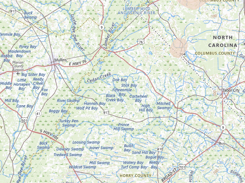 Radar-estimated hail-size map of the storm over Nichols, SC on Jul 6, 2026