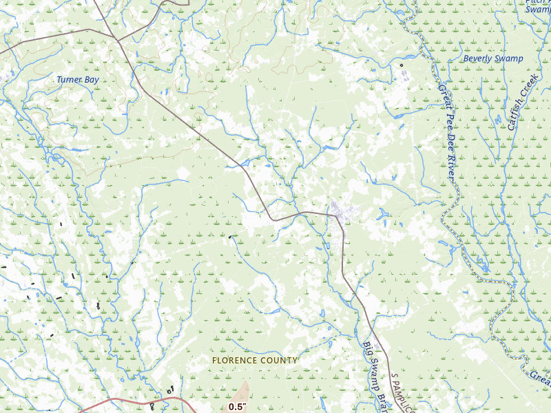 Radar-estimated hail-size map of the storm over Pamplico, SC on Jul 20, 2026