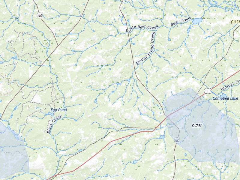 NEXRAD radar-signature map of the hail storm over Patrick, SC on Aug 11, 2026