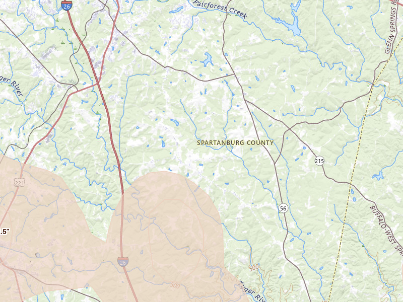 Radar-estimated hail-size map of the storm over Pauline, SC on Aug 11, 2026