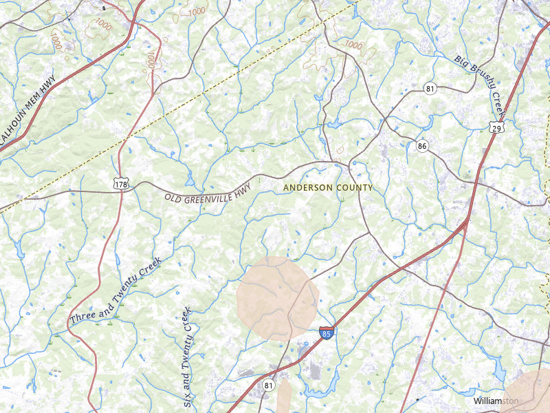 Radar-estimated hail-size map of the storm over Pendleton, SC