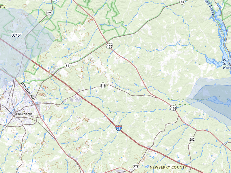 NEXRAD radar-signature map of the hail storm over Prosperity, SC on Jul 6, 2026