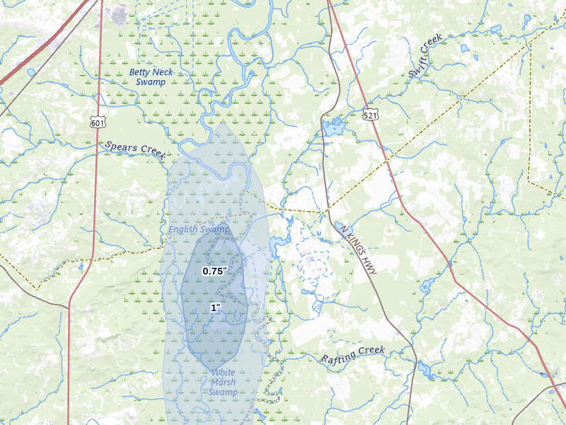 NEXRAD radar-signature map of the hail storm over Rembert, SC on Jul 12, 2026