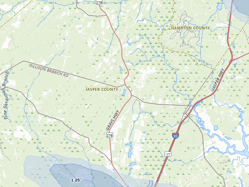 NEXRAD radar-signature map of the hail storm over Ridgeland, SC on Aug 11, 2026