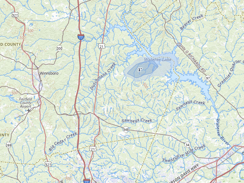 NEXRAD radar-signature map of the hail storm over Ridgeway, SC on Aug 20, 2026