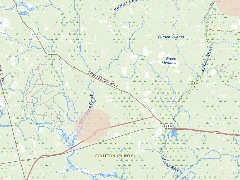 Radar-estimated hail-size map of the storm over Round O, SC