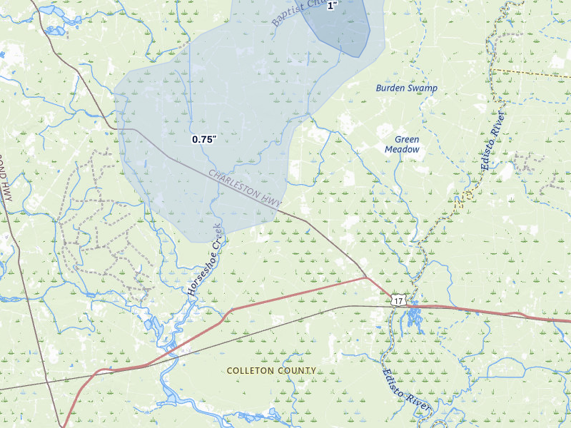 NEXRAD radar-signature map of the hail storm over Round O, SC on Aug 6, 2026