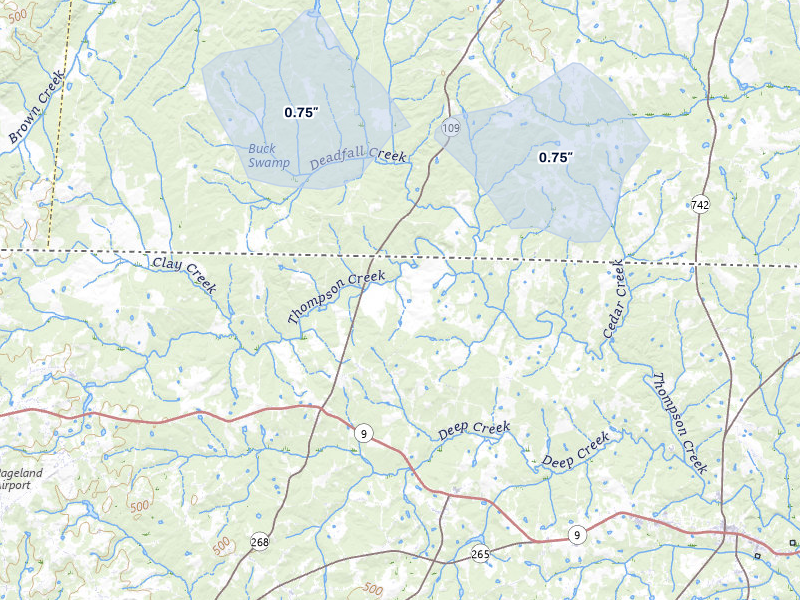 NEXRAD radar-signature map of the hail storm over Ruby, SC on Jul 10, 2026