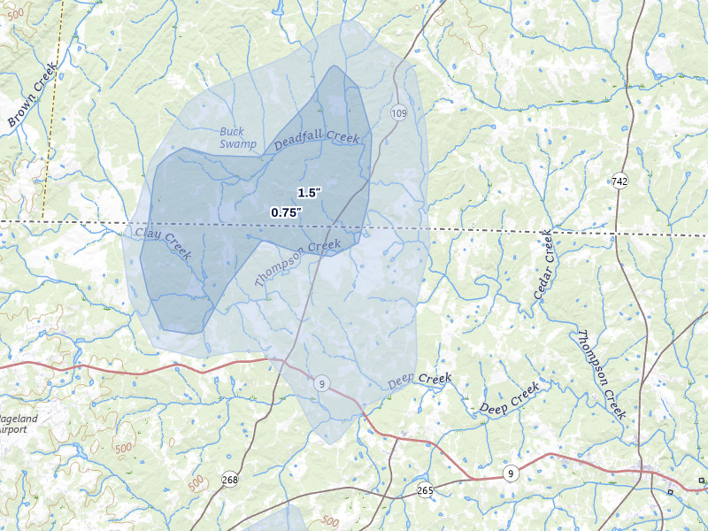 NEXRAD radar-signature map of the hail storm over Ruby, SC on Aug 6, 2026