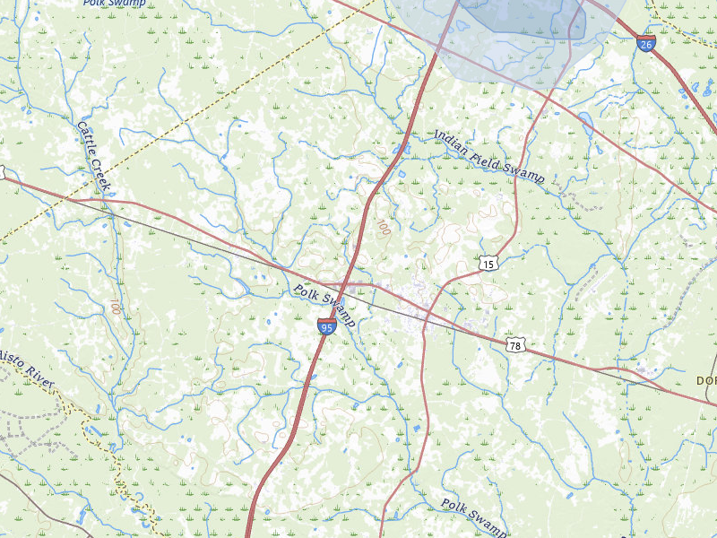 NEXRAD radar-signature map of the hail storm over Saint George, SC on Jun 26, 2026