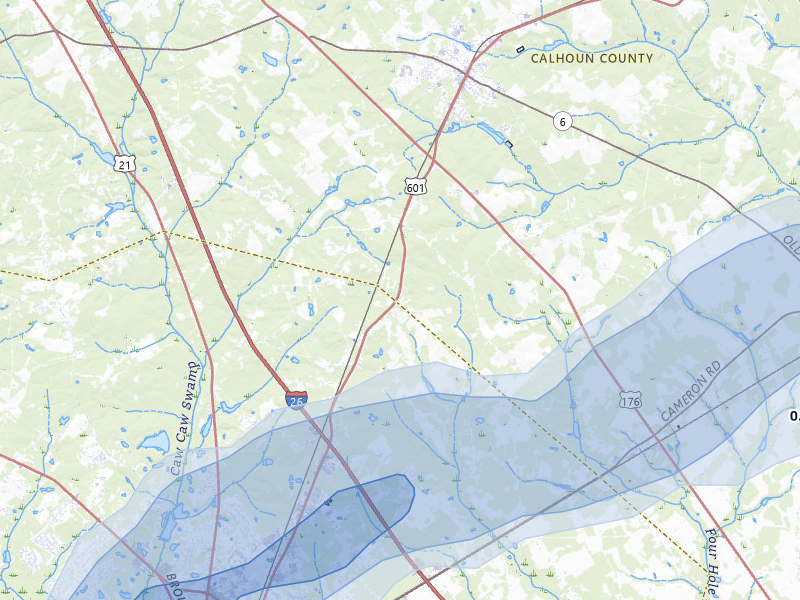 NEXRAD radar-signature map of the hail storm over Saint Matthews, SC on Jul 12, 2026