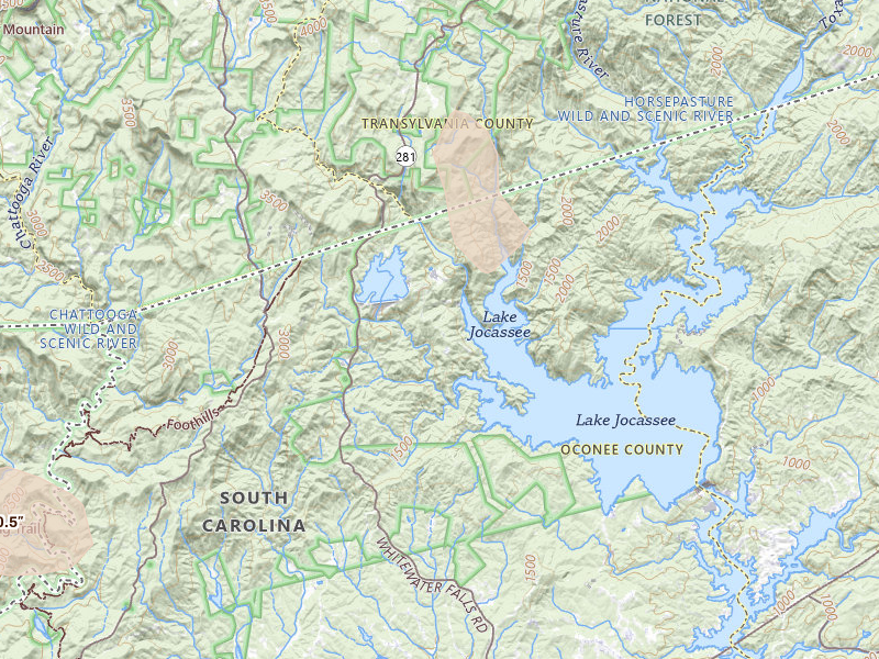 Radar-estimated hail-size map of the storm over Salem, SC on Jul 18, 2026