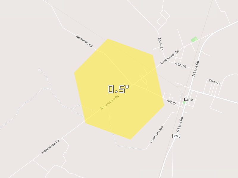 Hail map of Salters, SC on Jul 6, 2026, hail up to 0.5"
