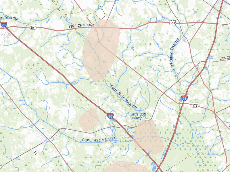 Radar-estimated hail-size map of the storm over Santee, SC on Jul 6, 2026