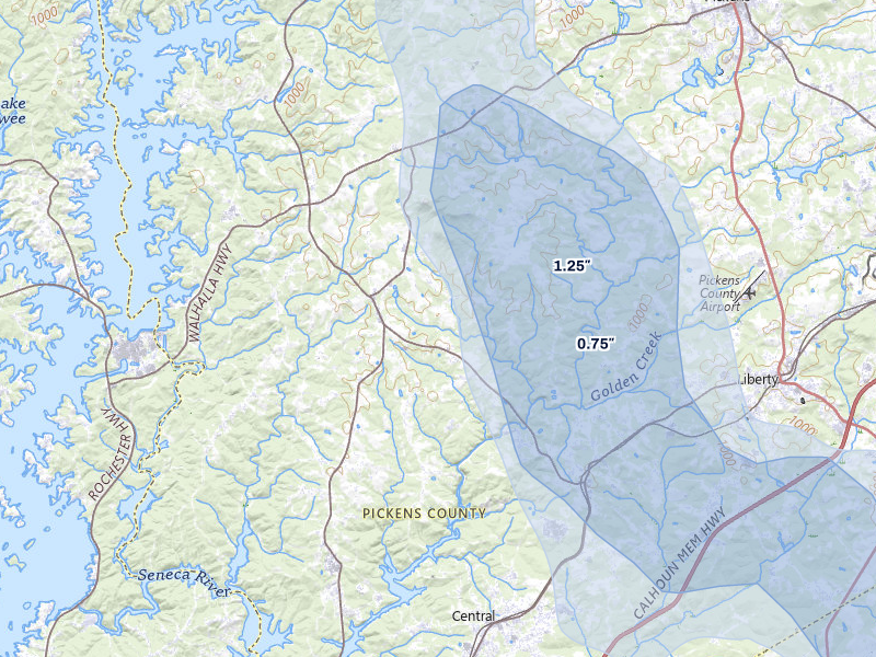 NEXRAD radar-signature map of the hail storm over Six Mile, SC on Jun 29, 2026