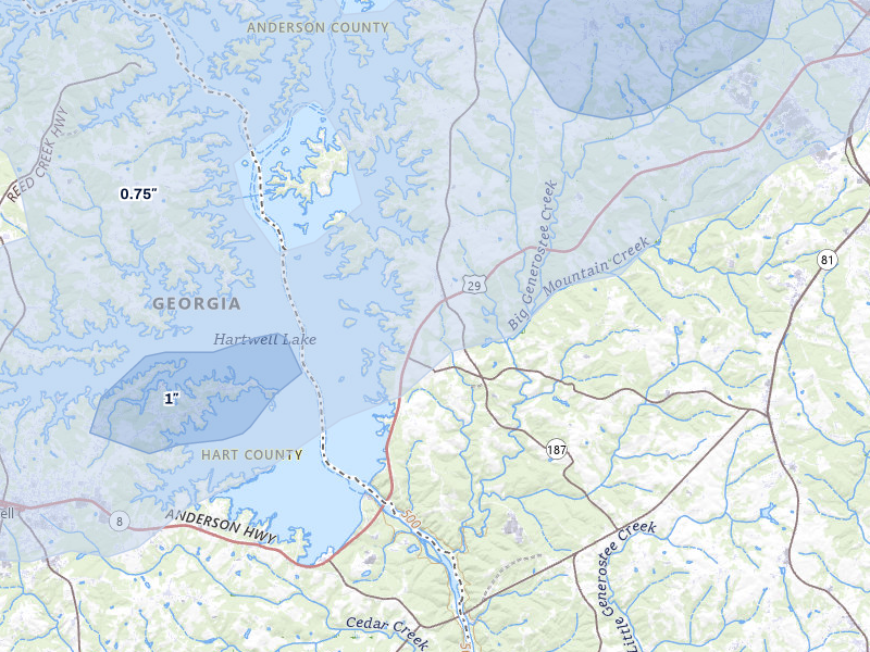 NEXRAD radar-signature map of the hail storm over Starr, SC on Jul 2, 2026