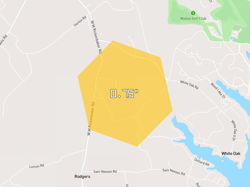 Hail map of Summerton, SC on Jul 10, 2026, hail up to 0.75"