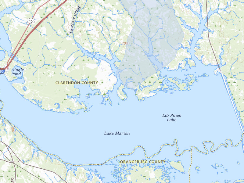 NEXRAD radar-signature map of the hail over Summerton, SC