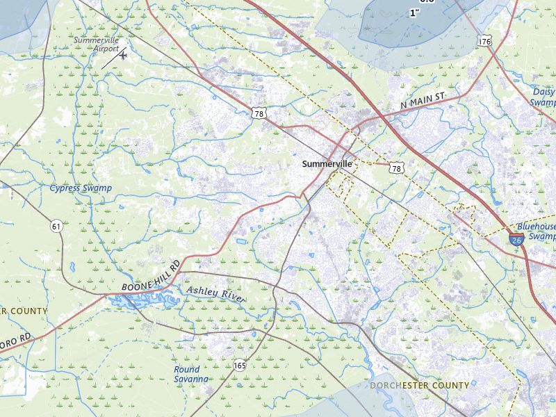 NEXRAD radar-signature map of the hail storm over Summerville, SC on Aug 15, 2026