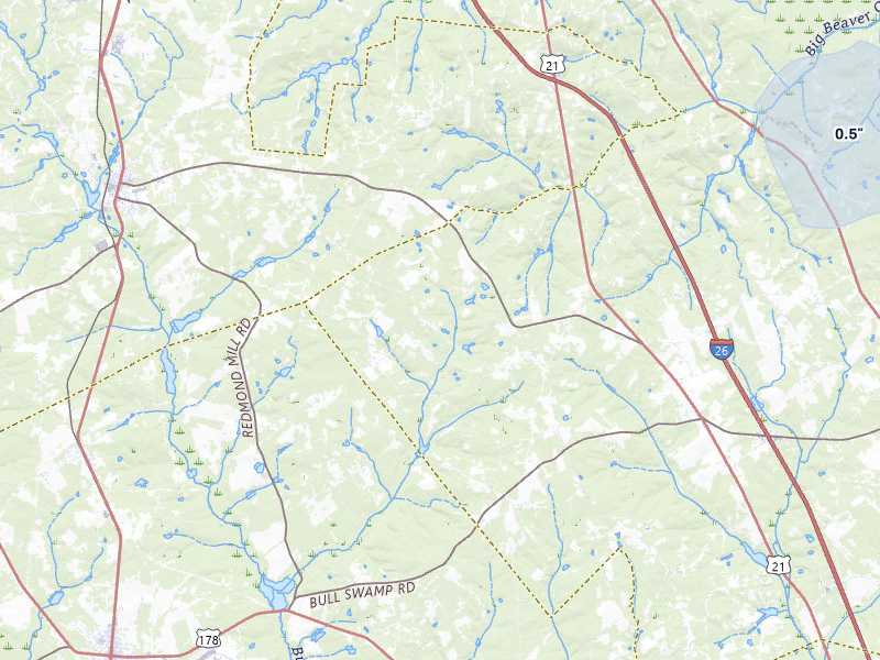 NEXRAD radar-signature map of the hail storm over Swansea, SC on Jul 26, 2026