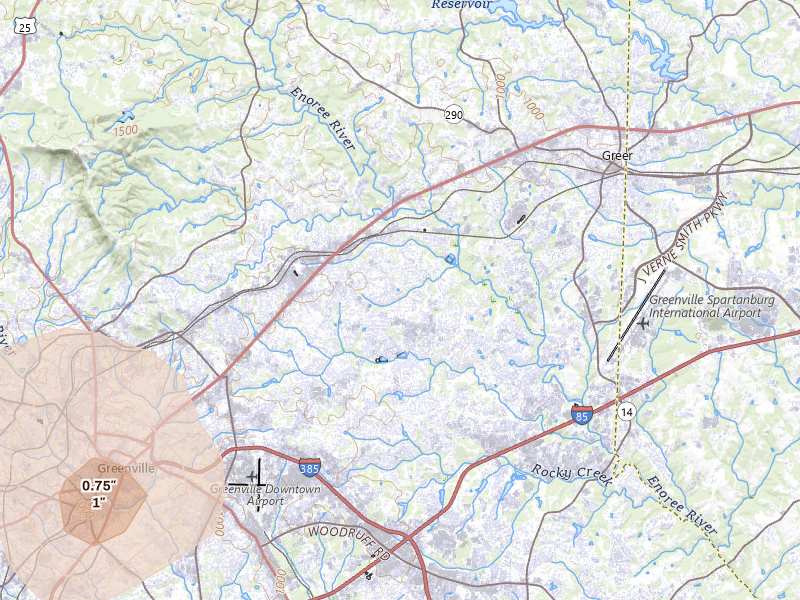 Radar-estimated hail-size map of the storm over Taylors, SC on Jul 2, 2026