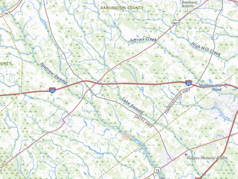 Radar-estimated hail-size map of the storm over Timmonsville, SC on Aug 16, 2026
