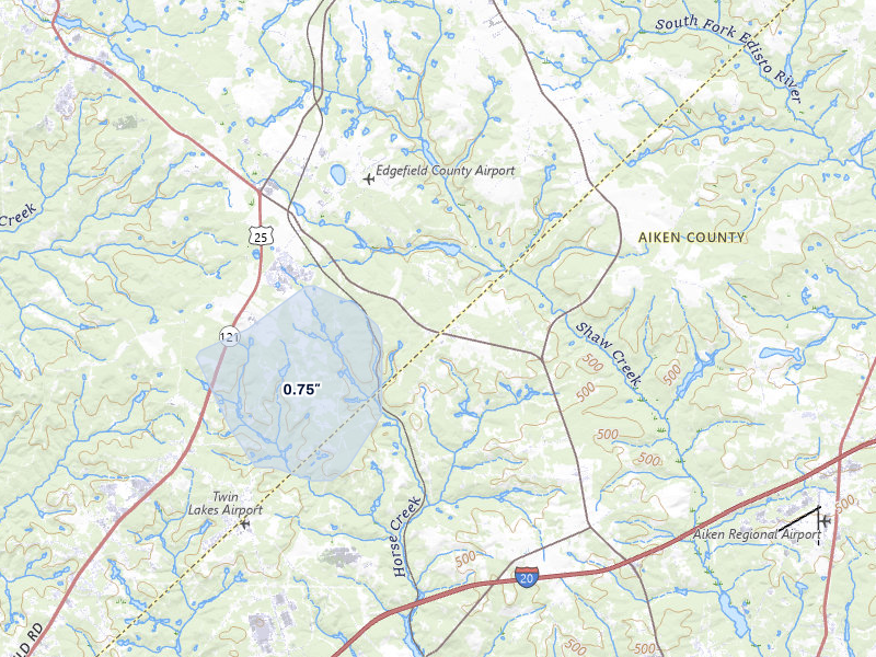 NEXRAD radar-signature map of the hail storm over Trenton, SC on Jul 6, 2026