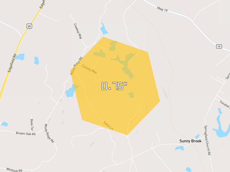 Hail map of Trenton, SC on Jul 7, 2026, hail up to 0.75"