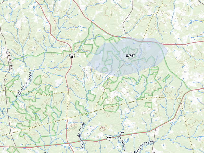 NEXRAD radar-signature map of the hail storm over Troy, SC on Aug 4, 2026