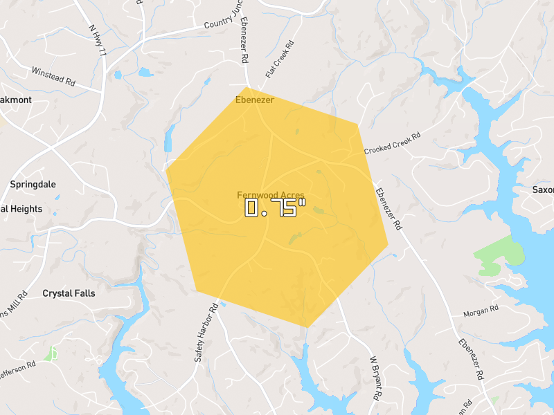Hail map of West Union, SC on Jun 1, 2026, hail up to 0.75"