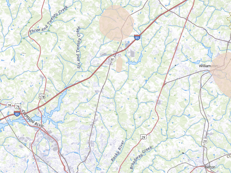 Radar-estimated hail-size map of the storm over Williamston, SC