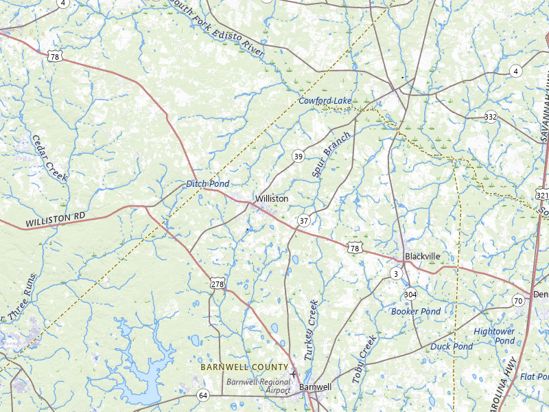 Radar-estimated hail-size map of the storm over Williston, SC on Aug 1, 2026