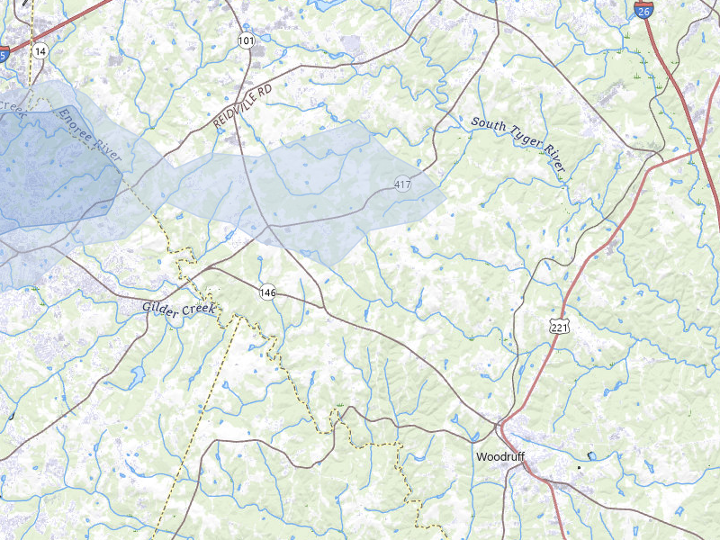 NEXRAD radar-signature map of the hail storm over Woodruff, SC on Aug 10, 2026