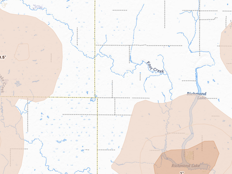 Radar-estimated hail-size map of the storm over Aberdeen, SD on May 31, 2026