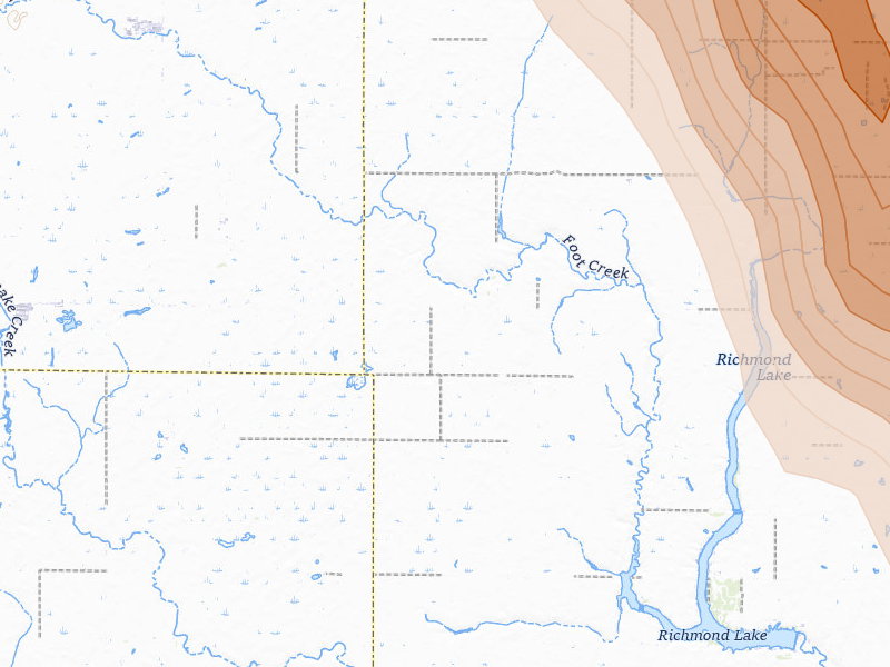 Radar-estimated hail-size map of the storm over Aberdeen, SD on Jul 24, 2026