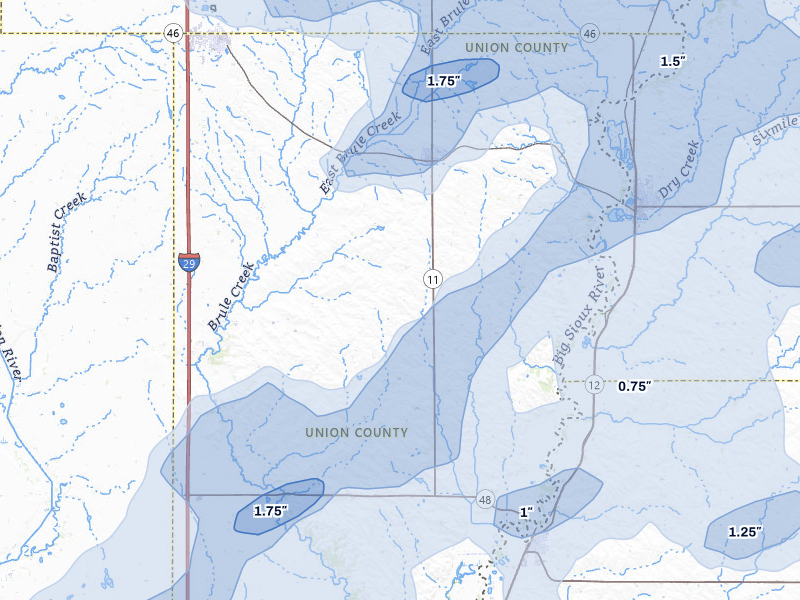 NEXRAD radar-signature map of the hail storm over Alcester, SD on Jun 29, 2026