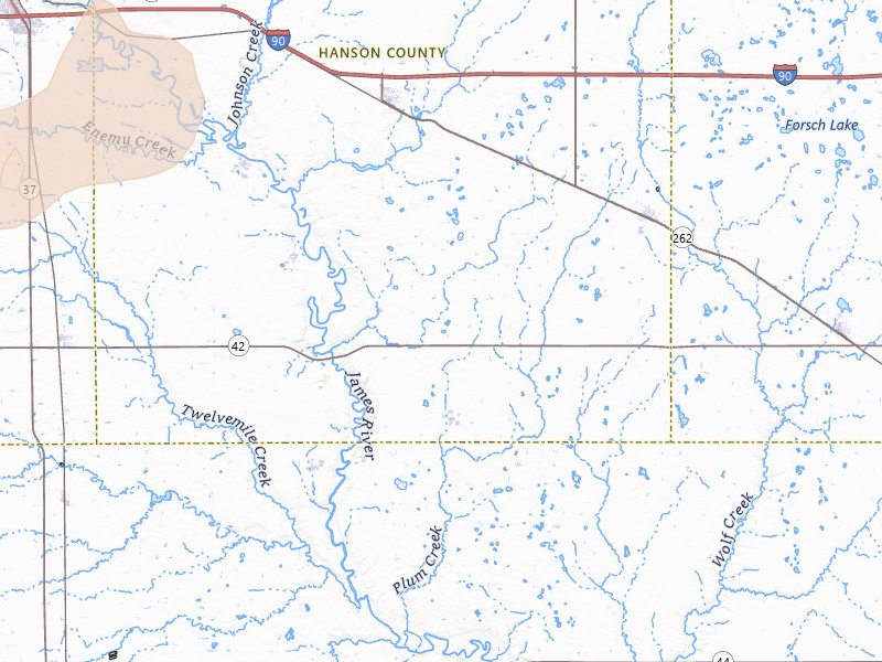Radar-estimated hail-size map of the storm over Alexandria, SD on Jul 25, 2026