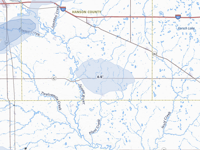 NEXRAD radar-signature map of the hail storm over Alexandria, SD on Jul 25, 2026